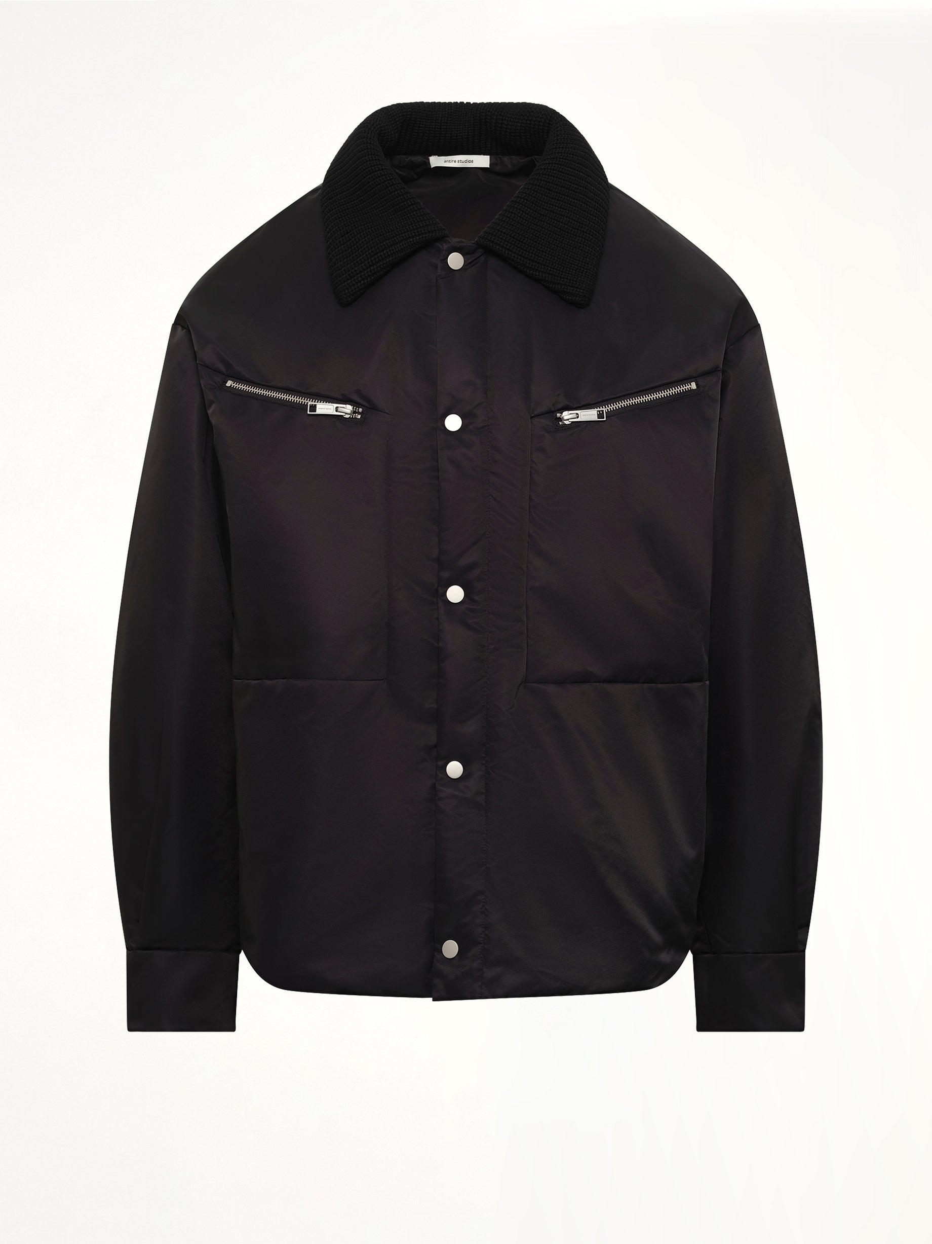 Down Shirt Jacket in Black