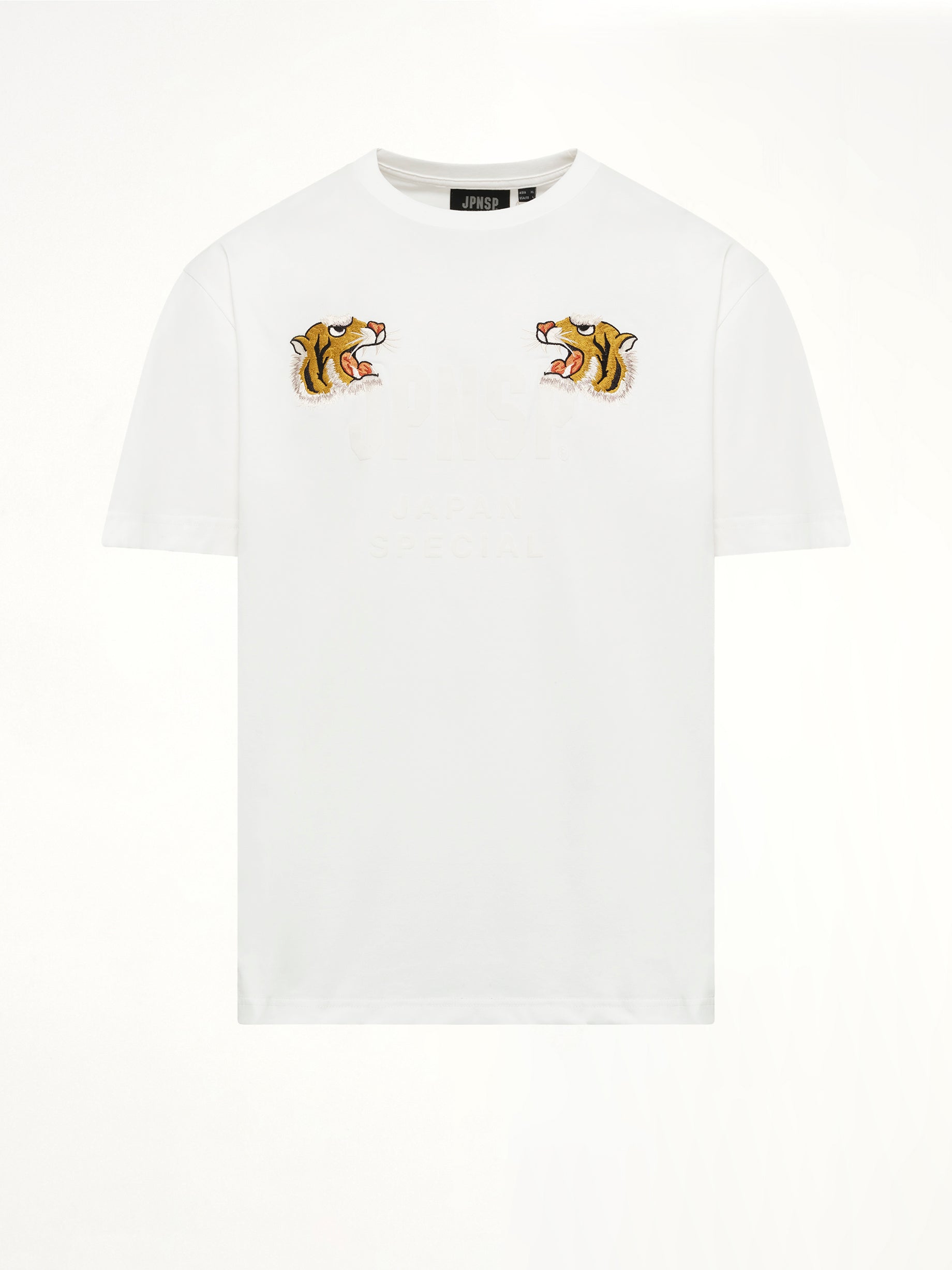 Front Side Embroidery Tiger T-Shirt in Off White