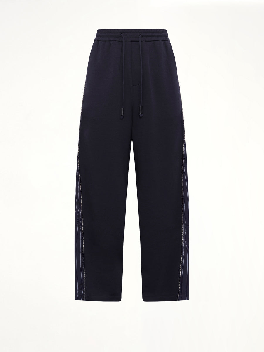 Patchwork Striped Pants in Navy Blue