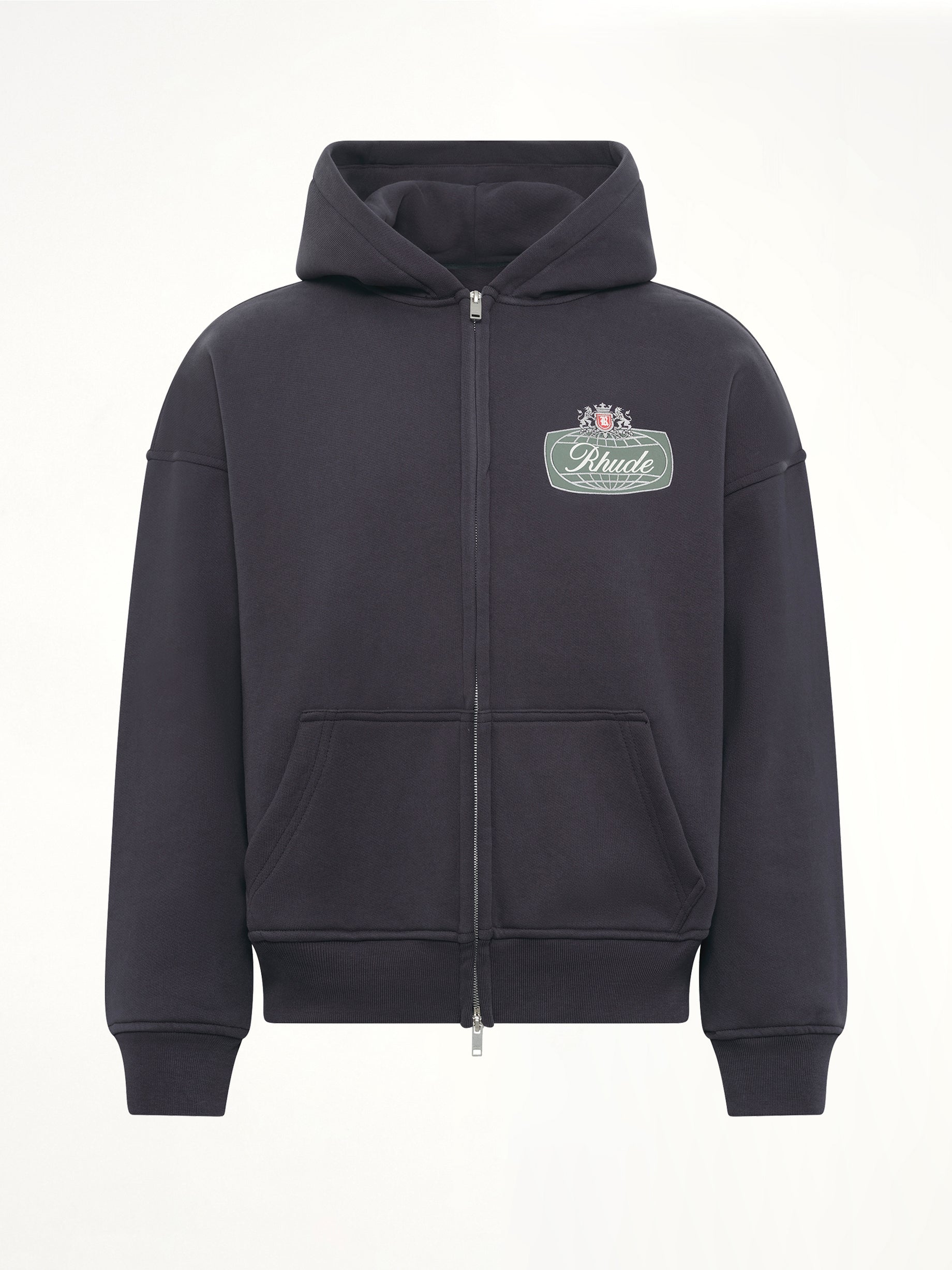 Rhude Desert Crest  Zip Up Hoodie in Vintage Black/Silver