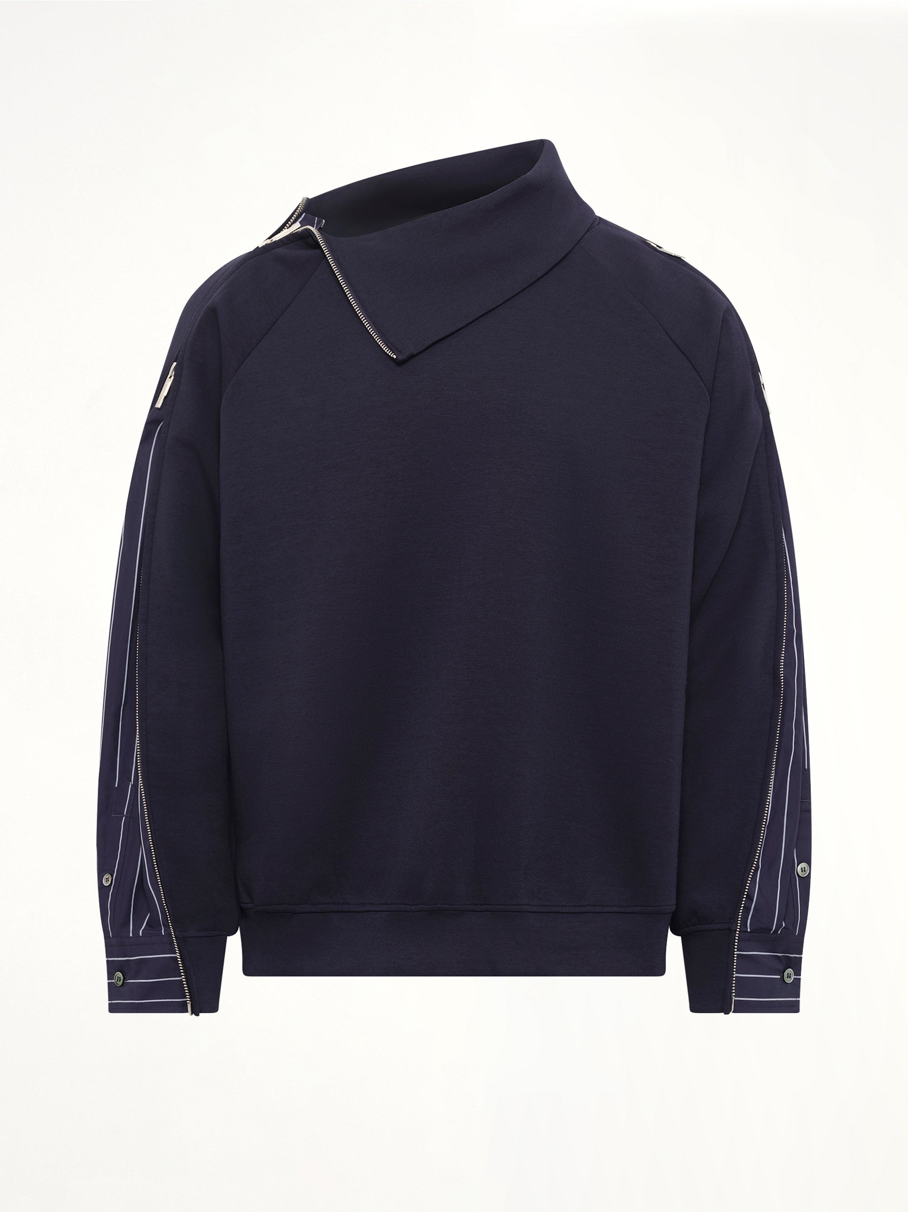 Striped Patchwork Sweatshirt in Navy Blue
