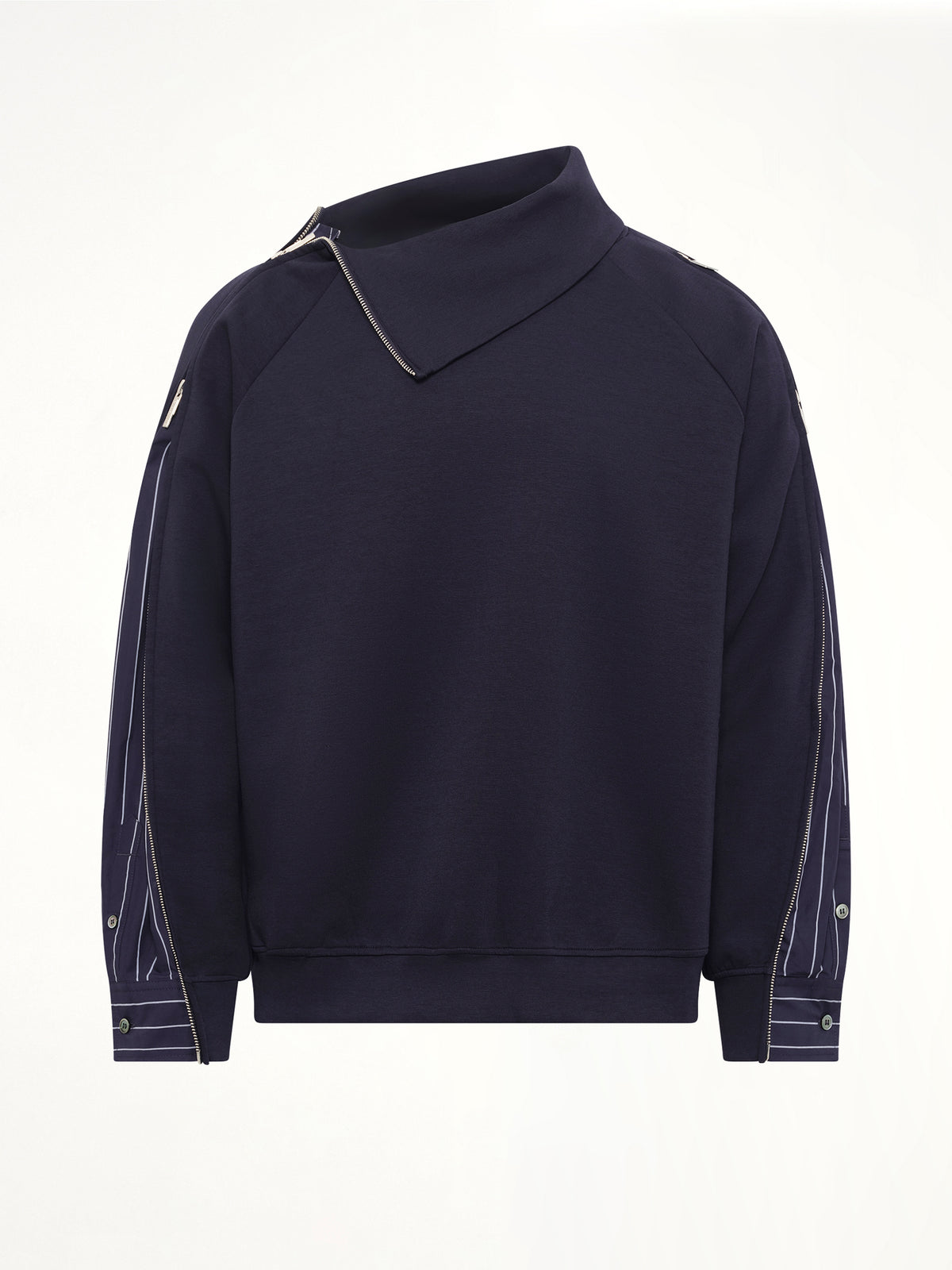 Striped Patchwork Sweatshirt in Navy Blue