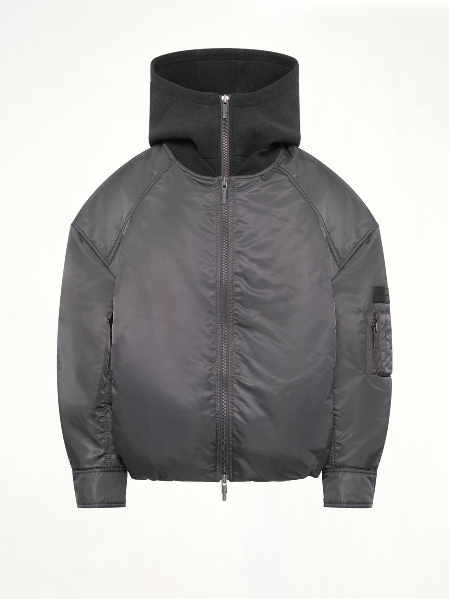 Two-in-One Nylon Padded Jacket in Grey