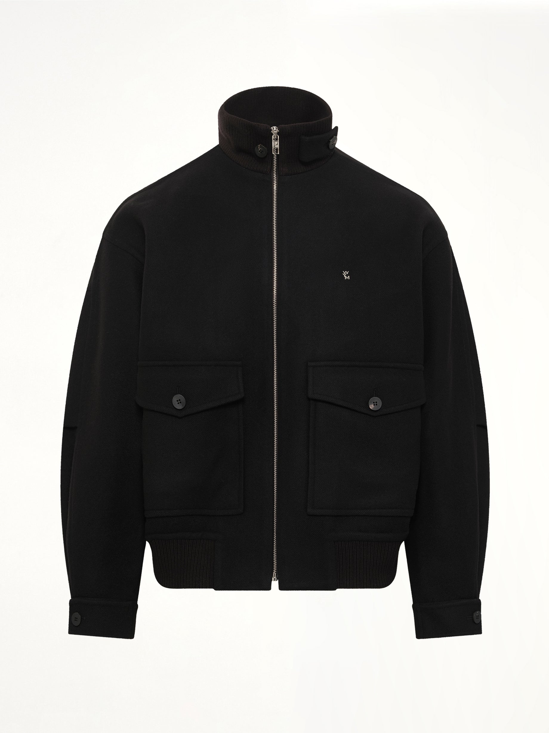 Wool Zipped Blouson in Black