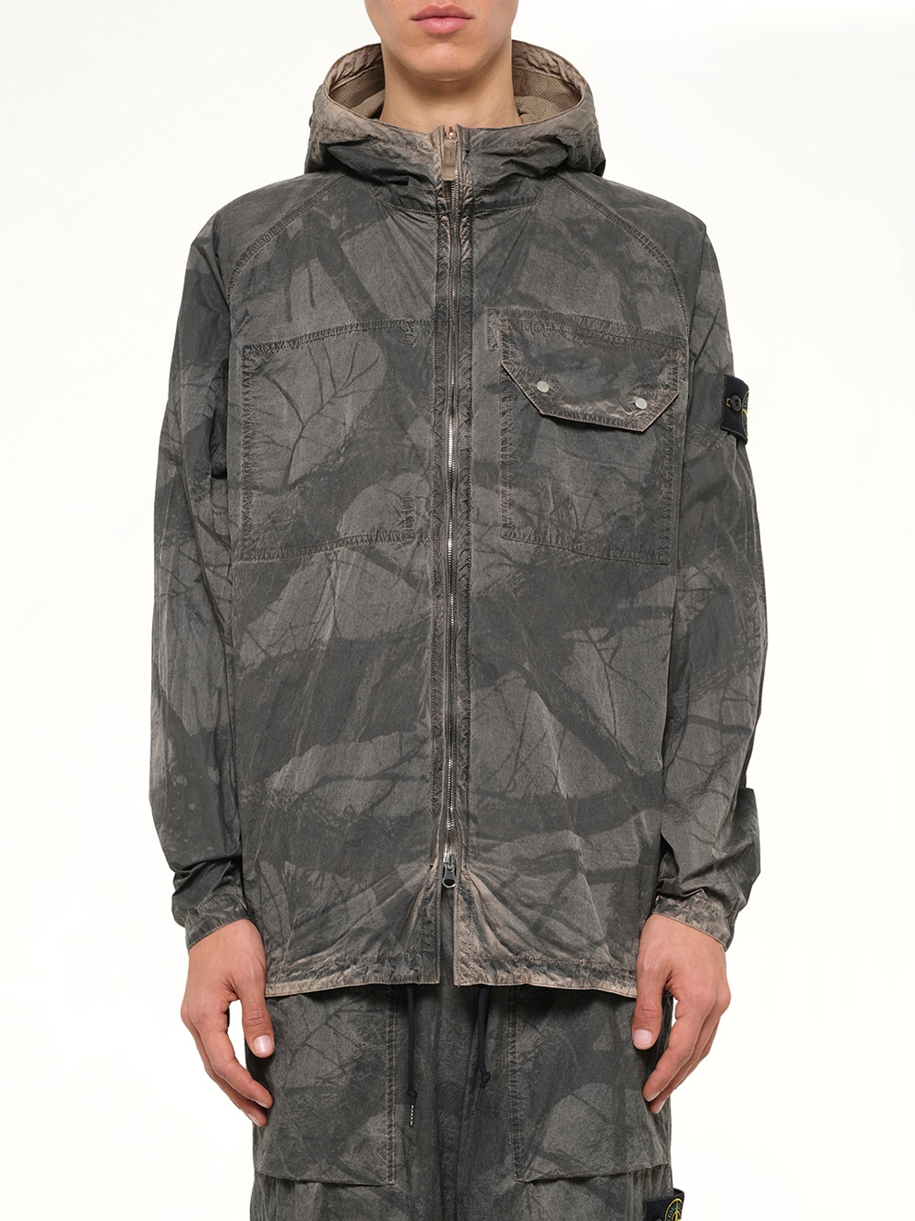1200038 Tree Camo Hooded Jacket in Biscuit