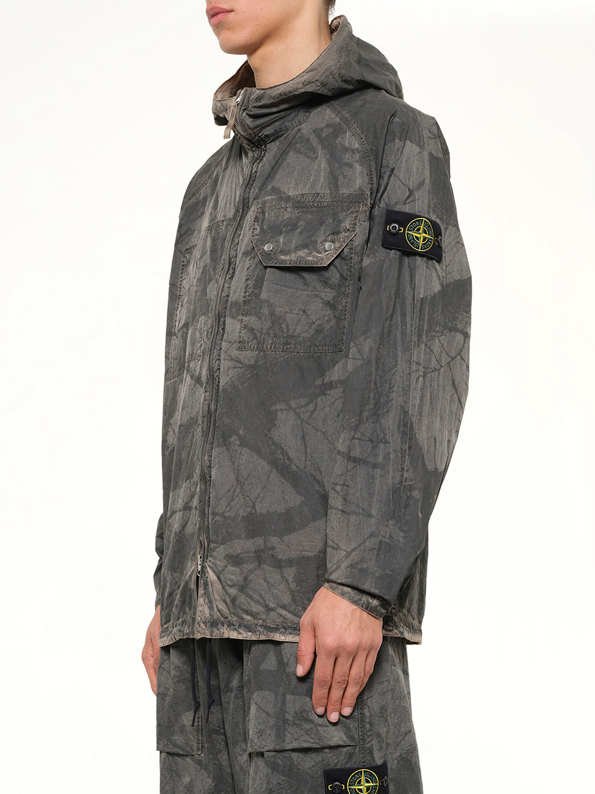 1200038 Tree Camo Hooded Jacket in Biscuit