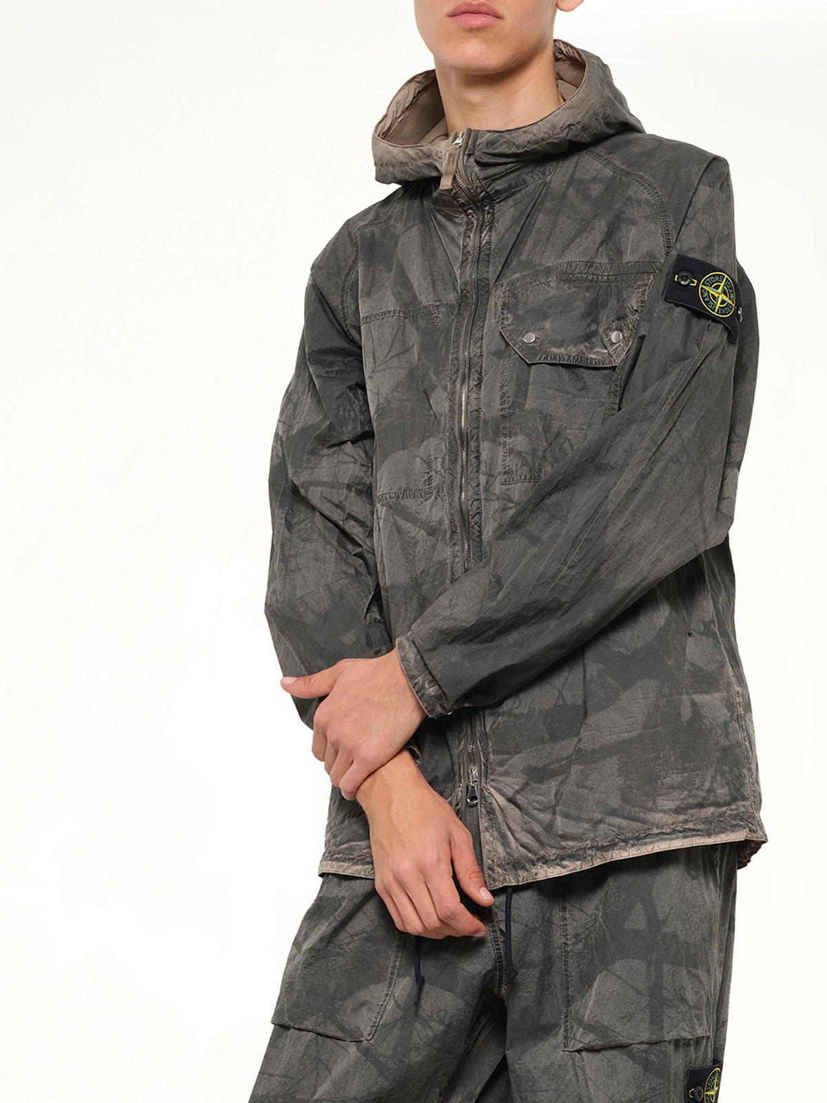 1200038 Tree Camo Hooded Jacket in Biscuit