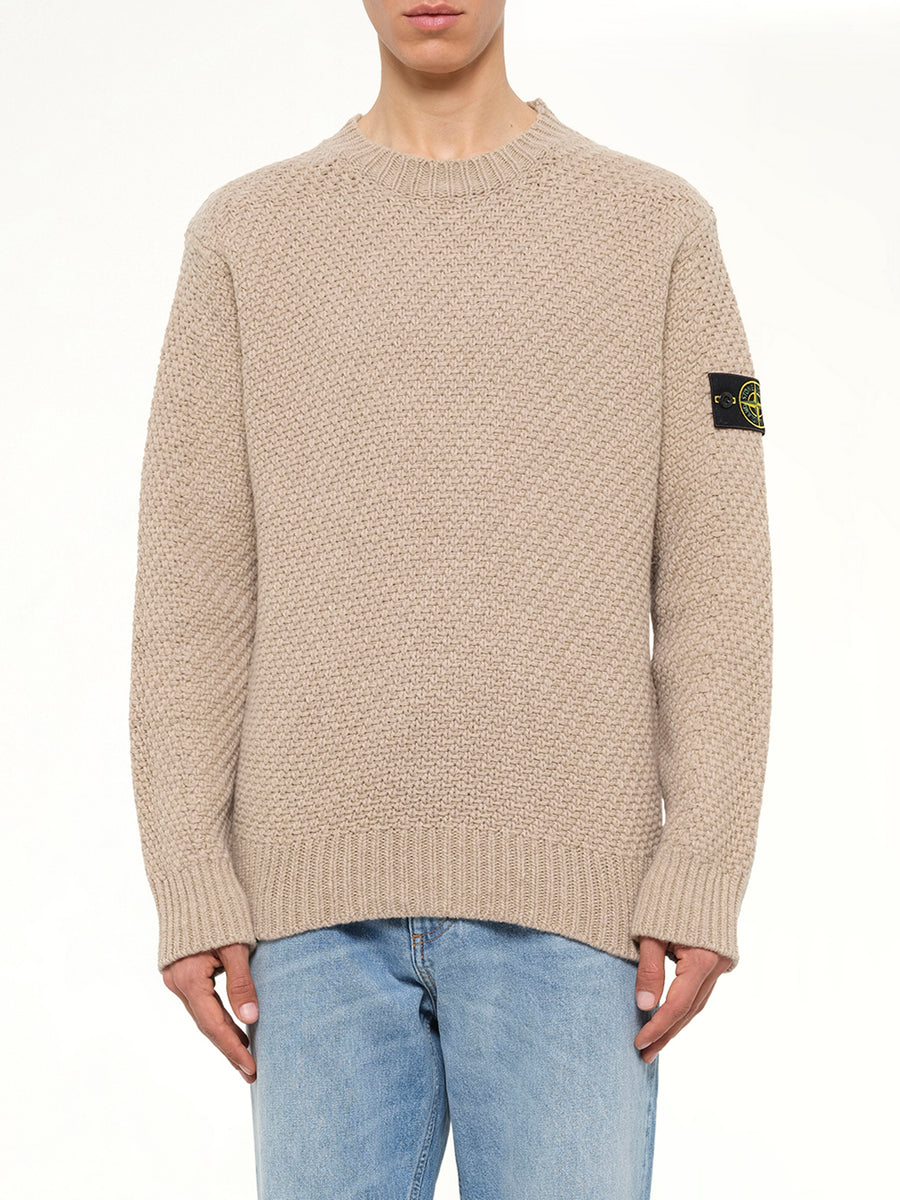 5100055 Virgin Wool Crewneck Sweater in Biscuit Melange