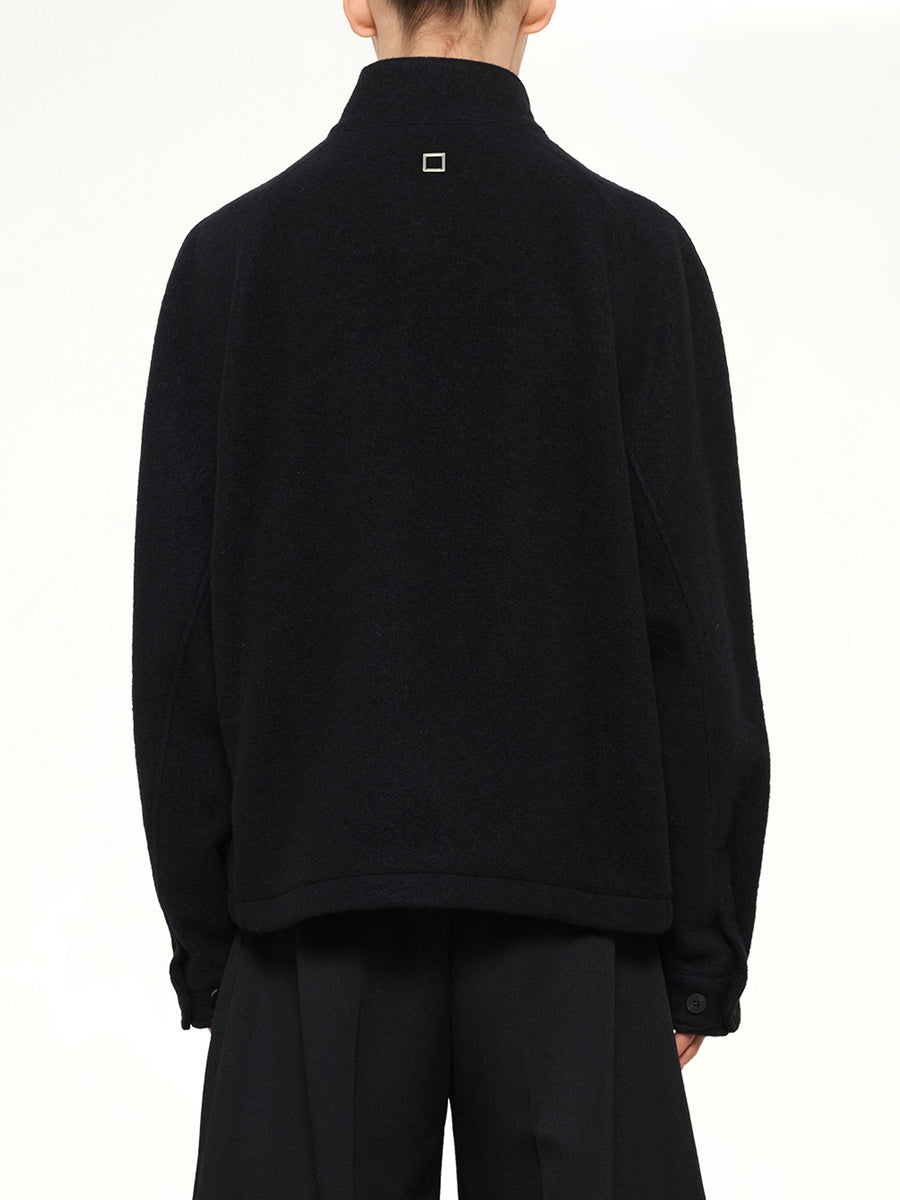 Alpaca Zipped Blouson in Black