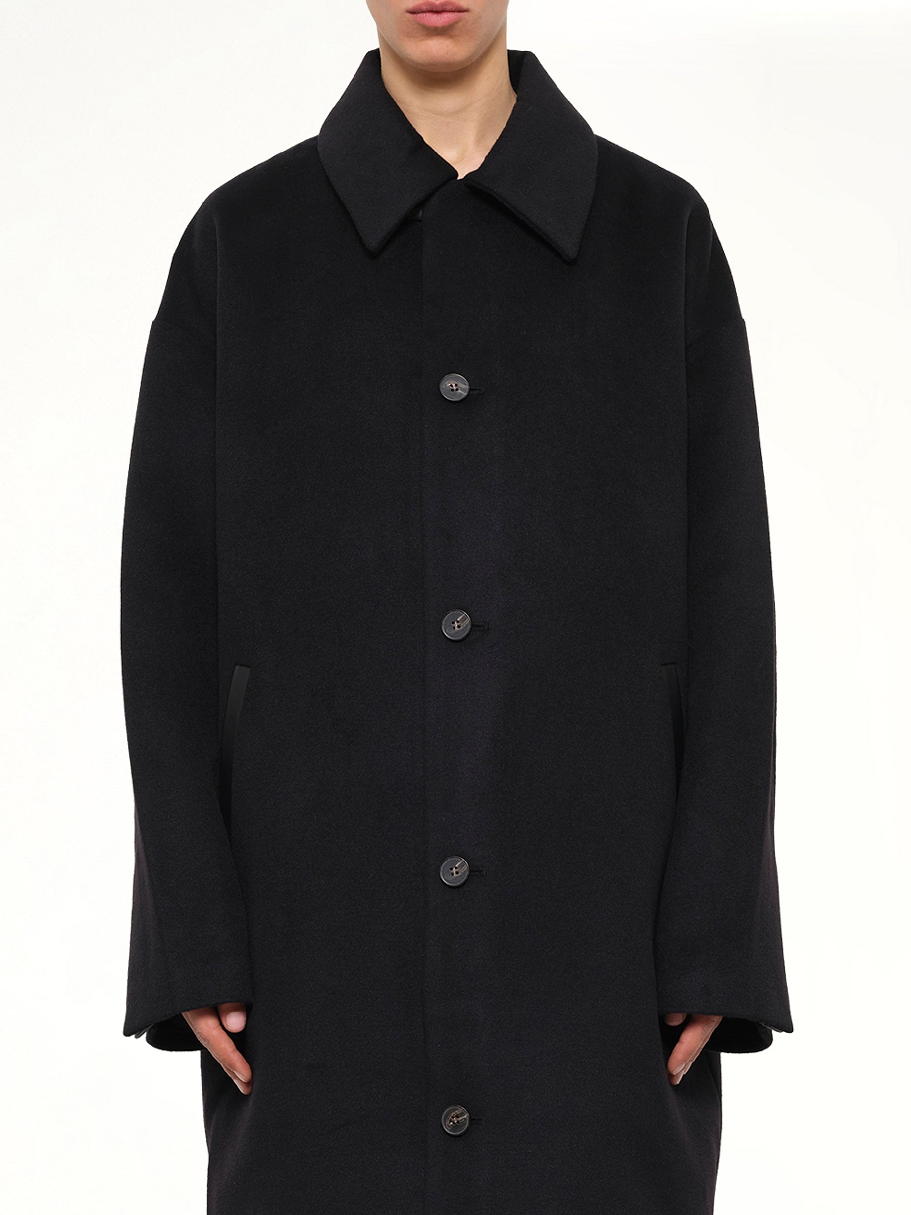 Arcform Wool Coat in Black