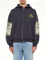 Bordeaux Reserve Zip Up Hoodie in Vintage Black/Green