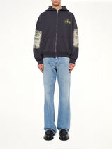Bordeaux Reserve Zip Up Hoodie in Vintage Black/Green