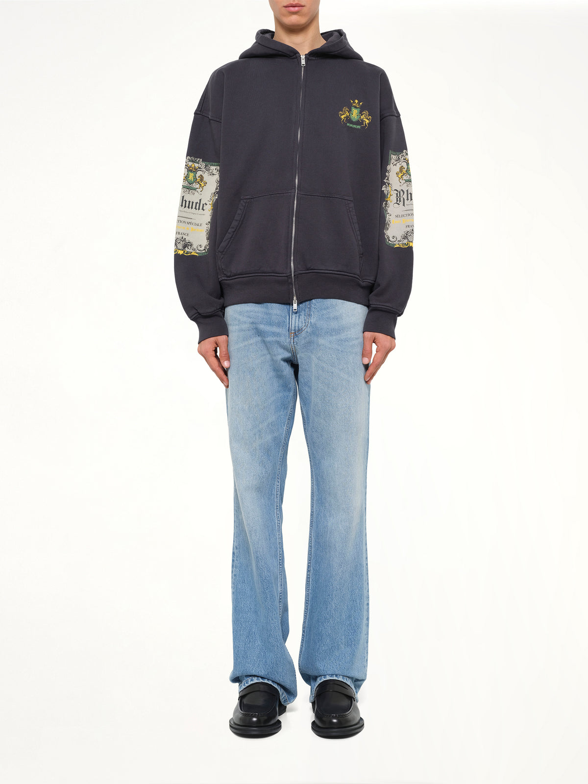 Bordeaux Reserve Zip Up Hoodie in Vintage Black/Green