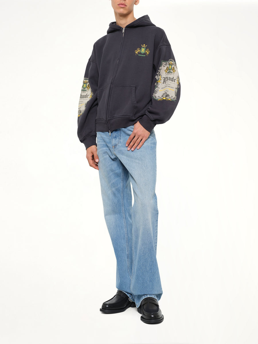 Bordeaux Reserve Zip Up Hoodie in Vintage Black/Green