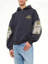 Bordeaux Reserve Zip Up Hoodie in Vintage Black/Green
