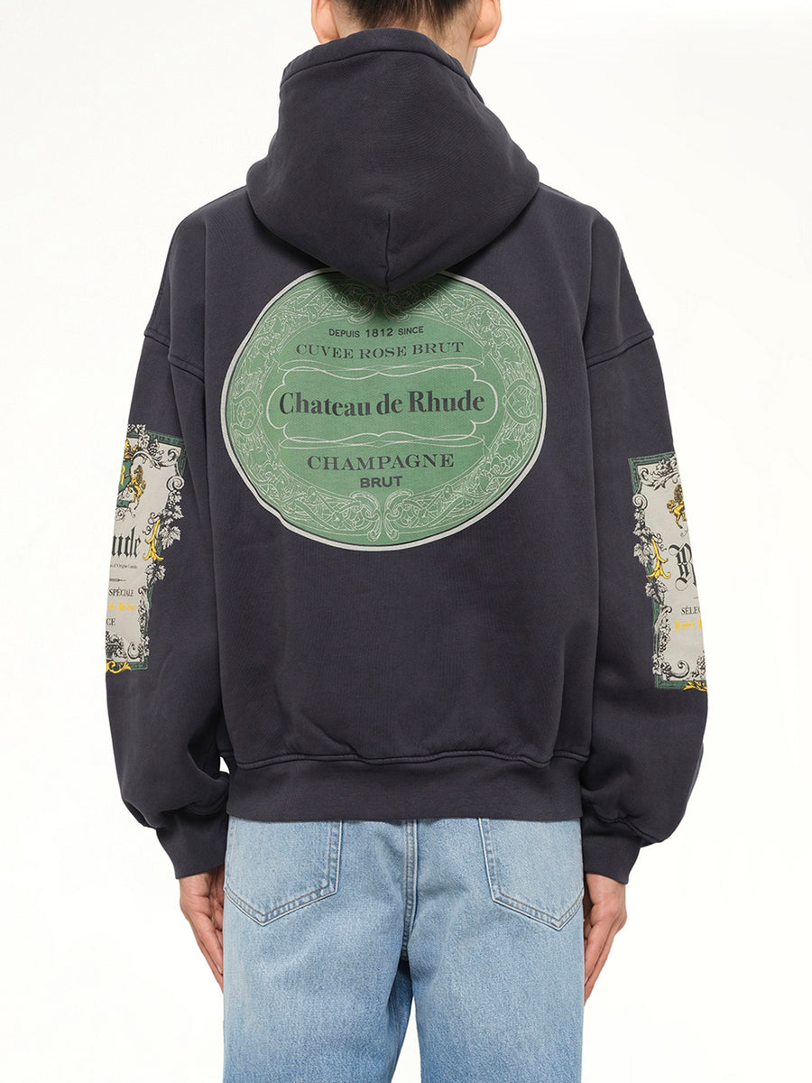 Bordeaux Reserve Zip Up Hoodie in Vintage Black/Green