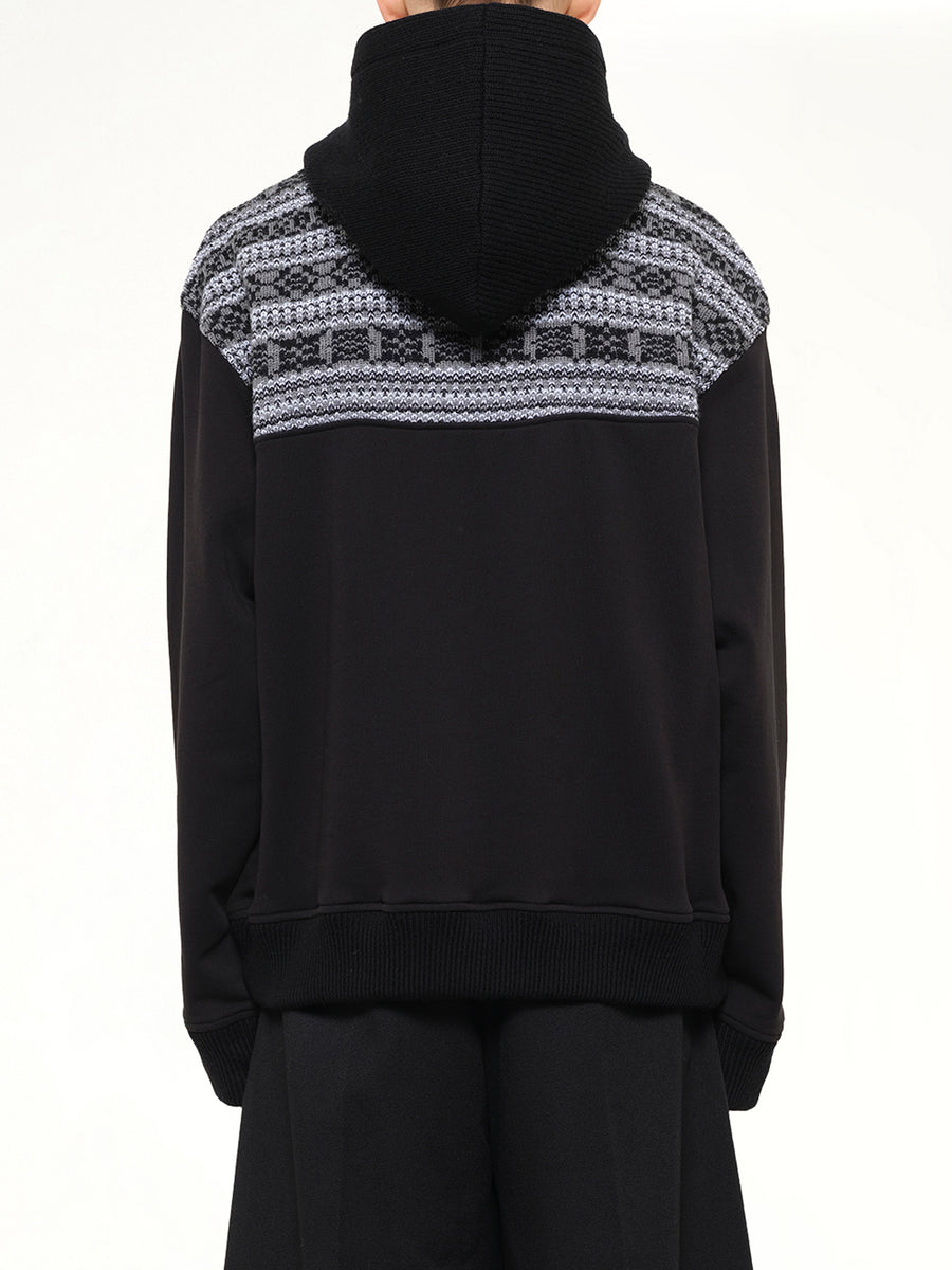 Chain Stitch Hoodie in Black