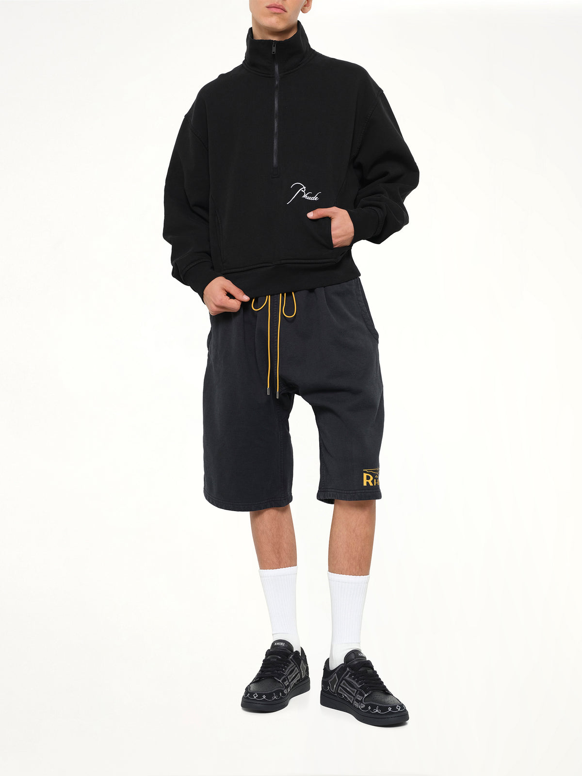 Classique Half Zip Sweatshirt in Black/White