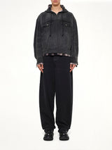 Denim 2-in-1 Hoodie Jacket in Black