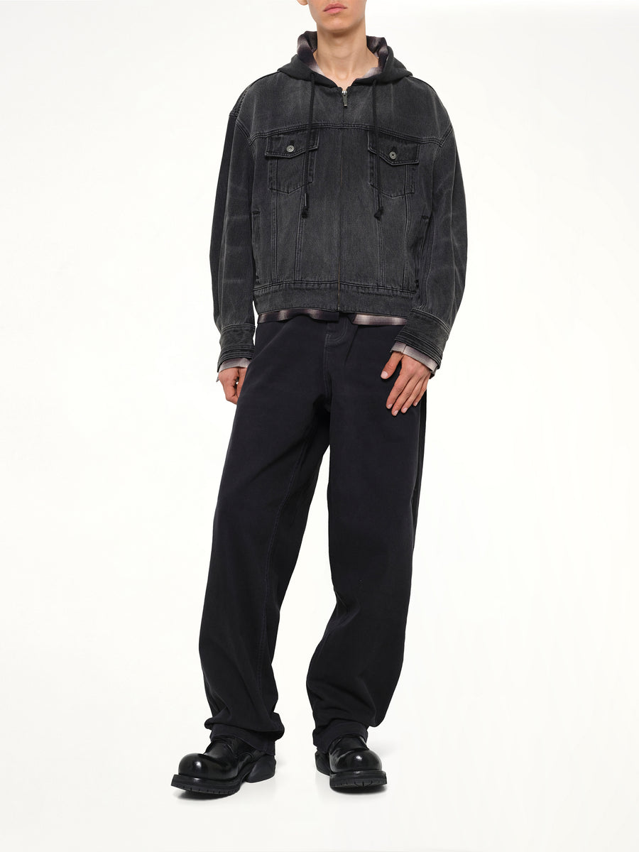 Denim 2-in-1 Hoodie Jacket in Black