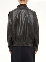 Distressed Biker Jacket in Brown