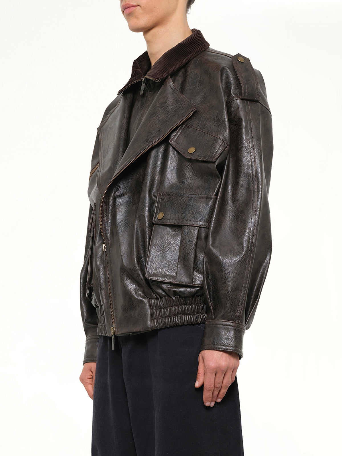 Distressed Biker Jacket in Brown