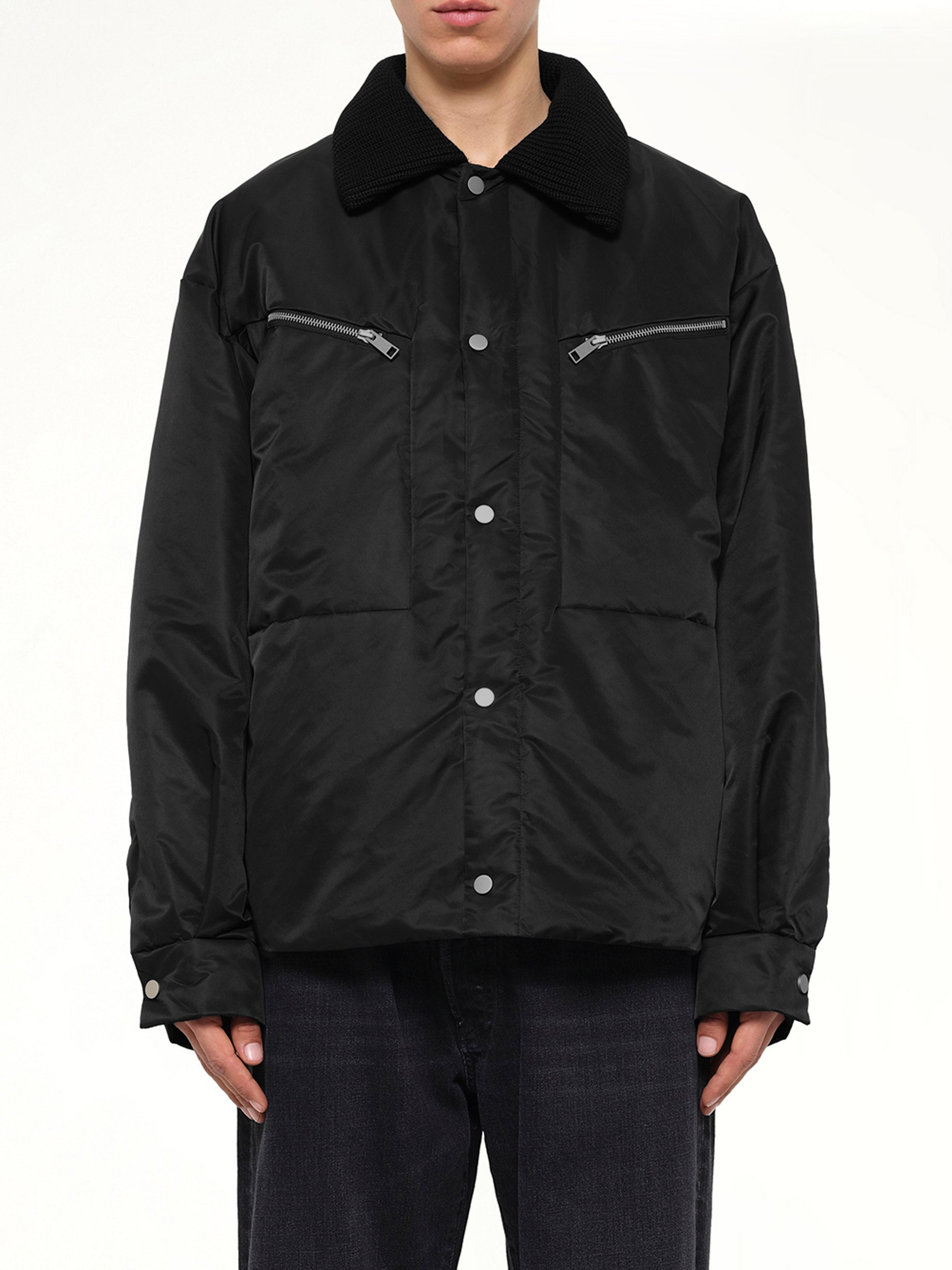 Down Shirt Jacket in Black