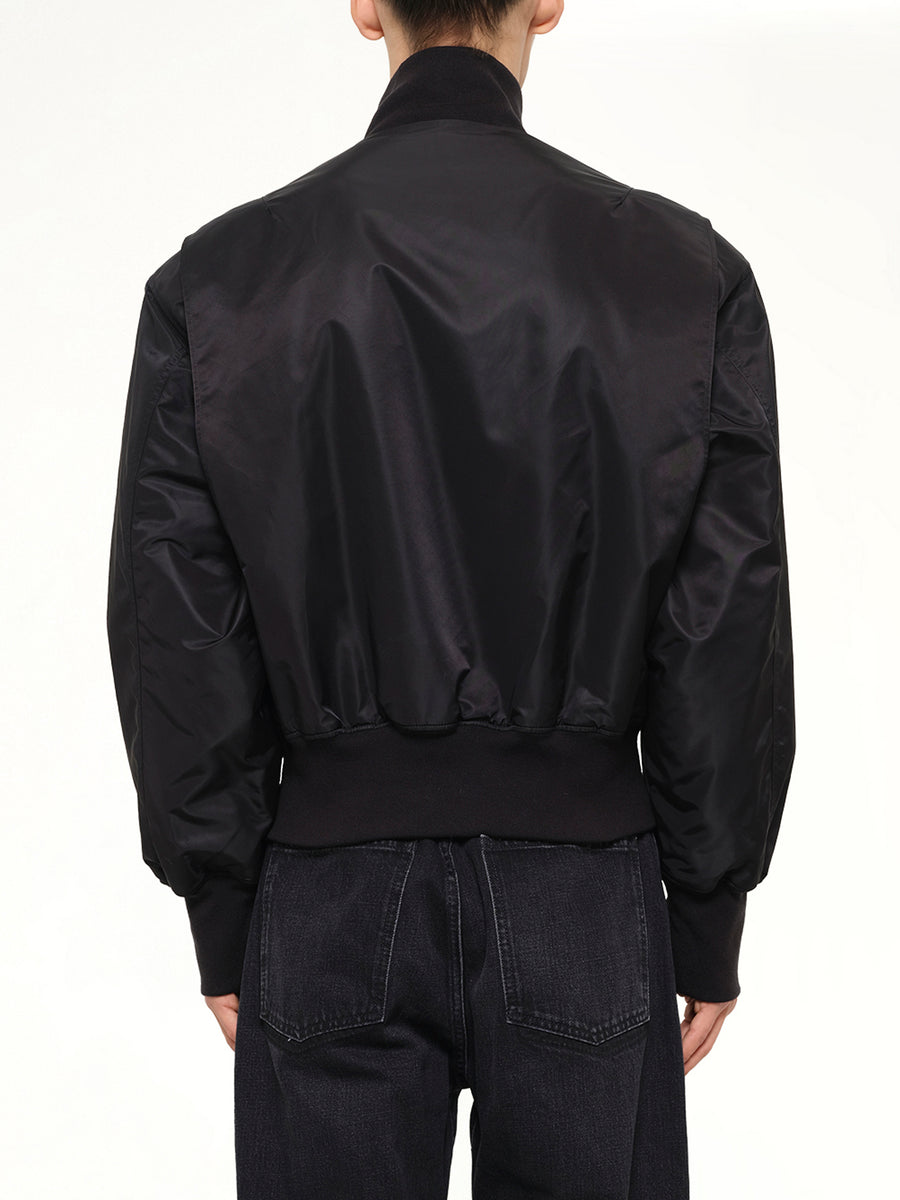 Echo Nylon Bomber Jacket in Black