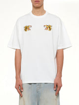 Front Side Embroidery Tiger T-Shirt in Off White