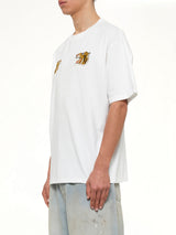 Front Side Embroidery Tiger T-Shirt in Off White
