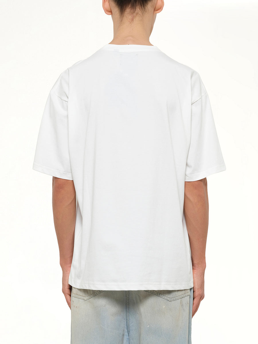Front Side Embroidery Tiger T-Shirt in Off White