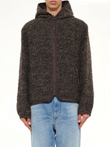 Fur Zipped Hoodie in Mud