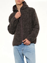 Fur Zipped Hoodie in Mud