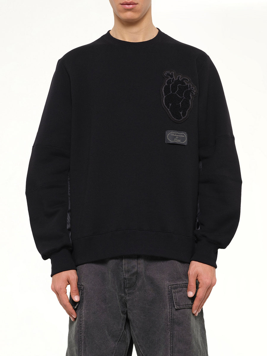 Heart Embroidery Sweatshirt in Black