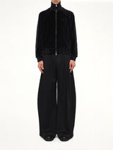 Madera Velour Track Jacket in Black