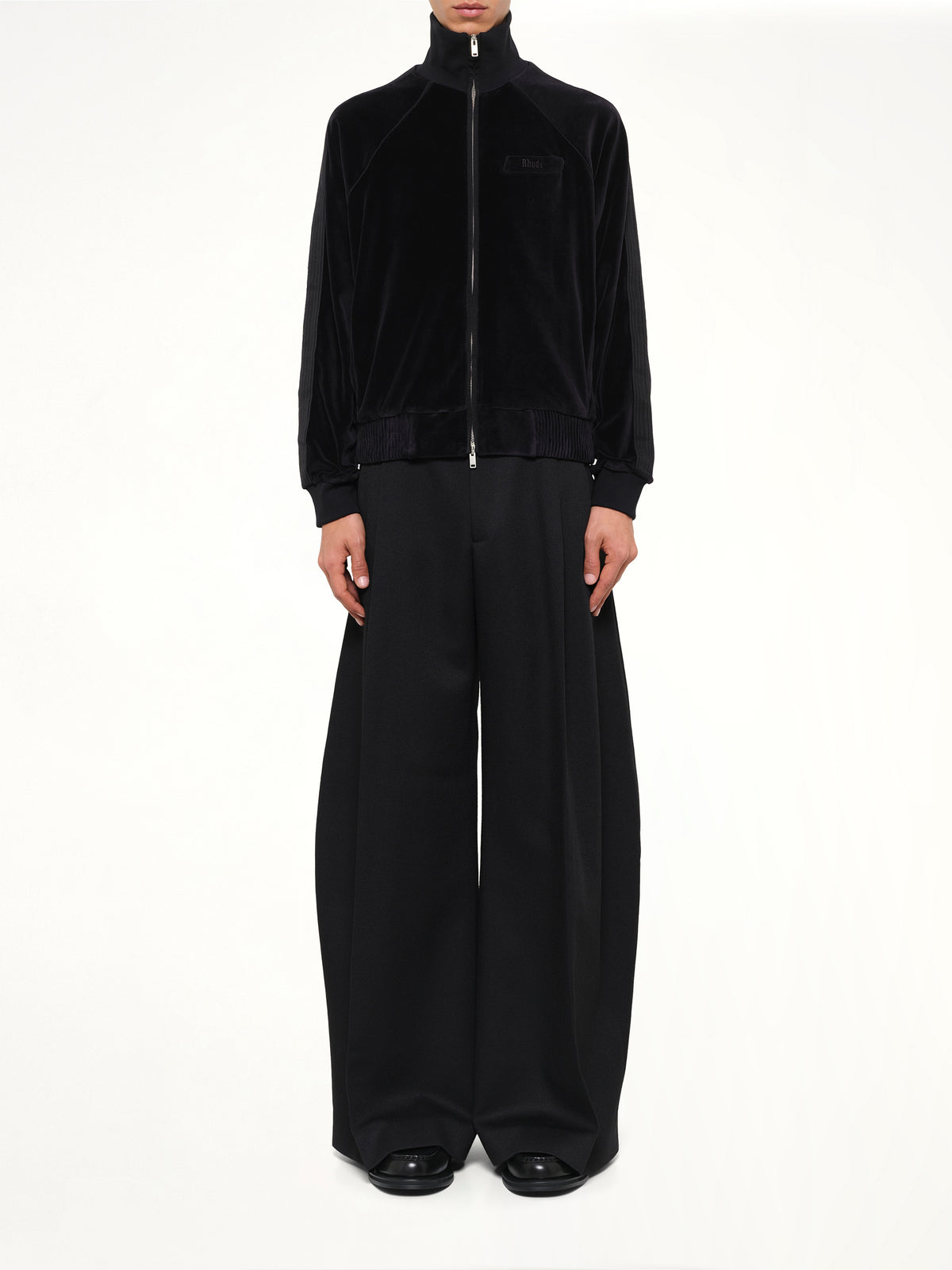 Madera Velour Track Jacket in Black
