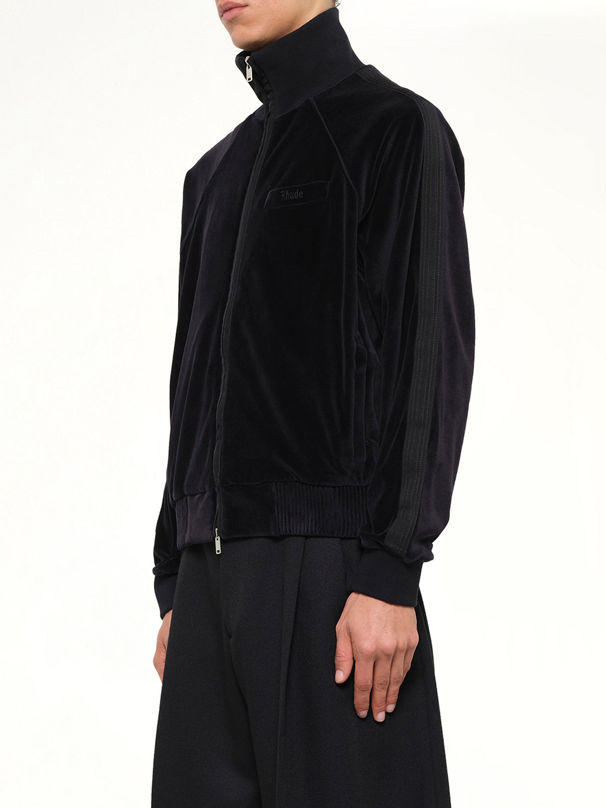 Madera Velour Track Jacket in Black
