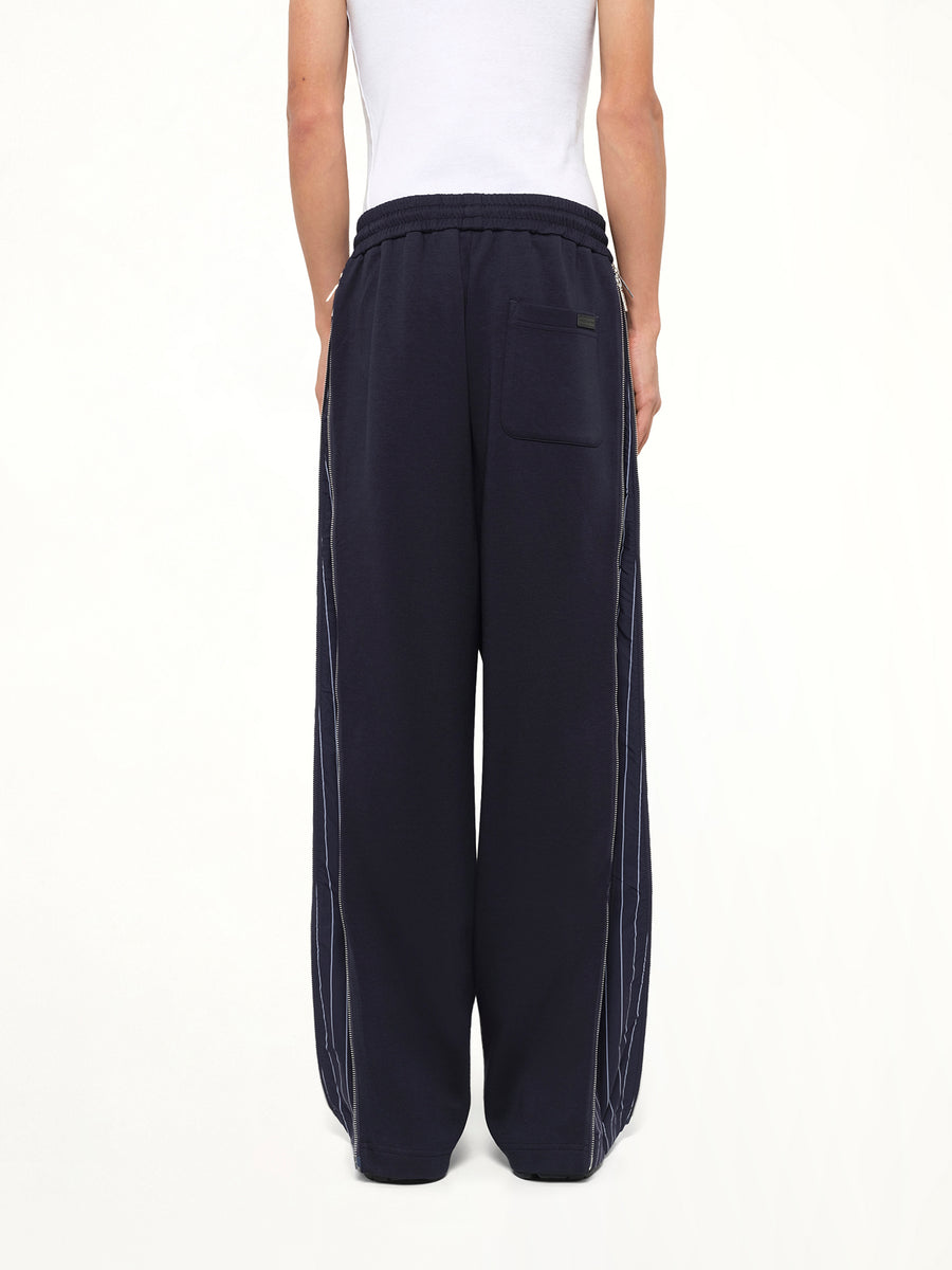 Patchwork Striped Pants in Navy Blue