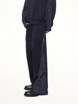 Patchwork Striped Pants in Navy Blue