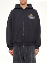 Rhude Safari Crest Zip Up Hoodie in Vintage Black
