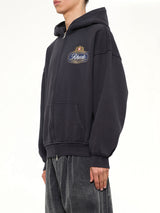 Rhude Safari Crest Zip Up Hoodie in Vintage Black