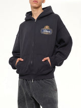Rhude Safari Crest Zip Up Hoodie in Vintage Black