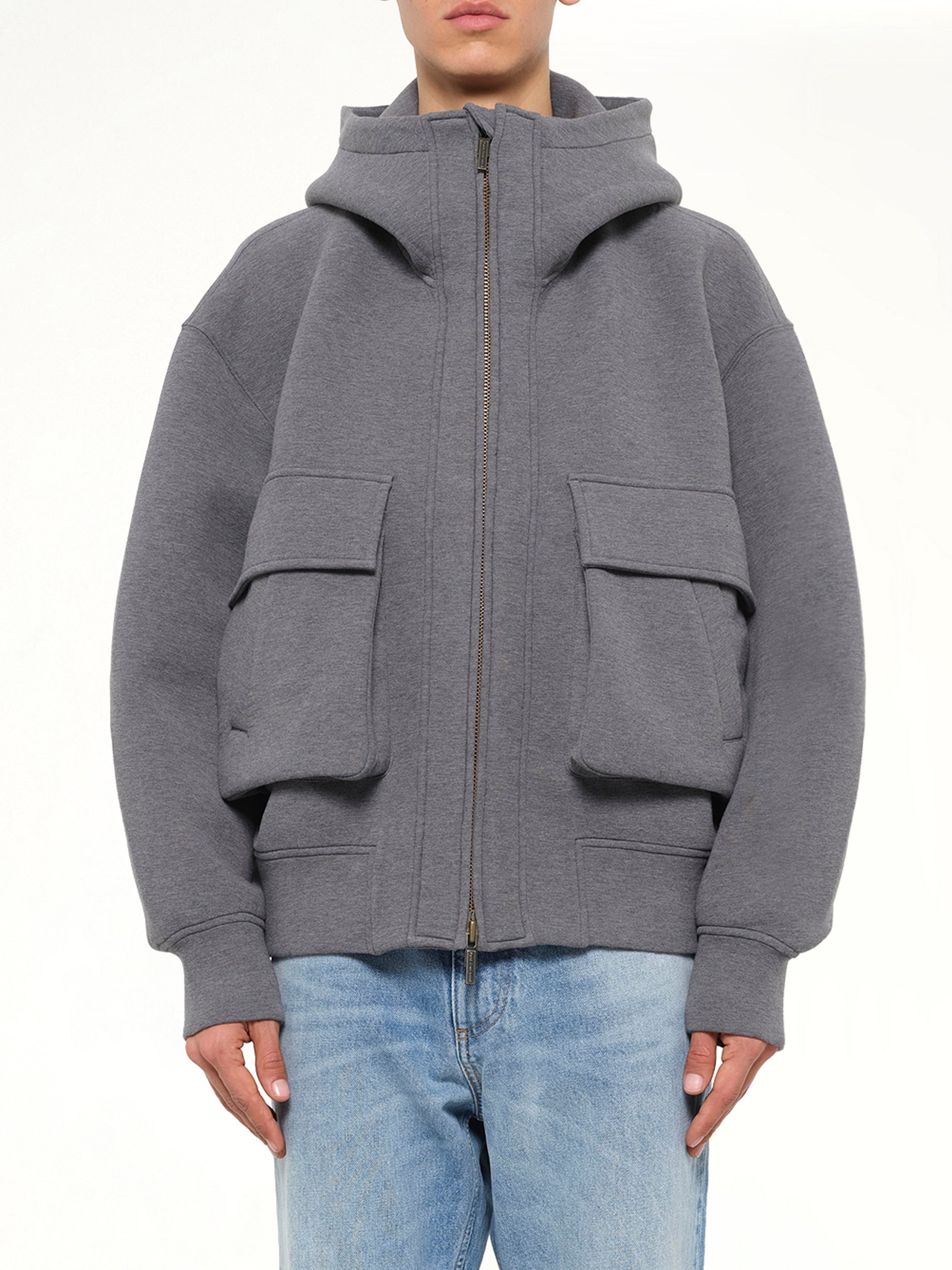 Spacer Zip-up Hoodie in Grey