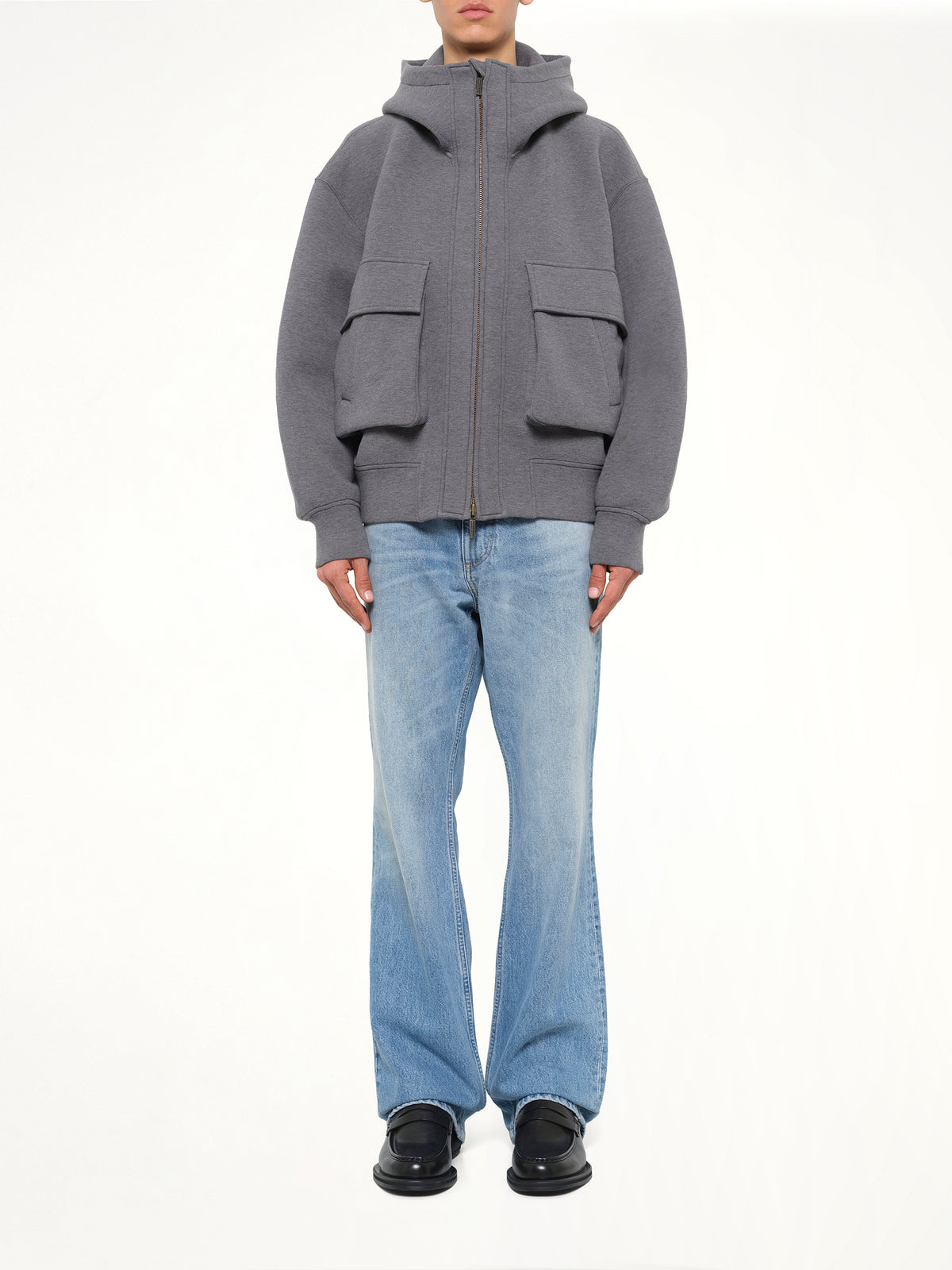 Spacer Zip-up Hoodie in Grey