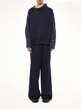 Striped Patchwork Sweatshirt in Navy Blue