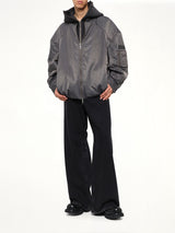 Two-in-One Nylon Padded Jacket in Grey