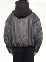 Two-in-One Nylon Padded Jacket in Grey