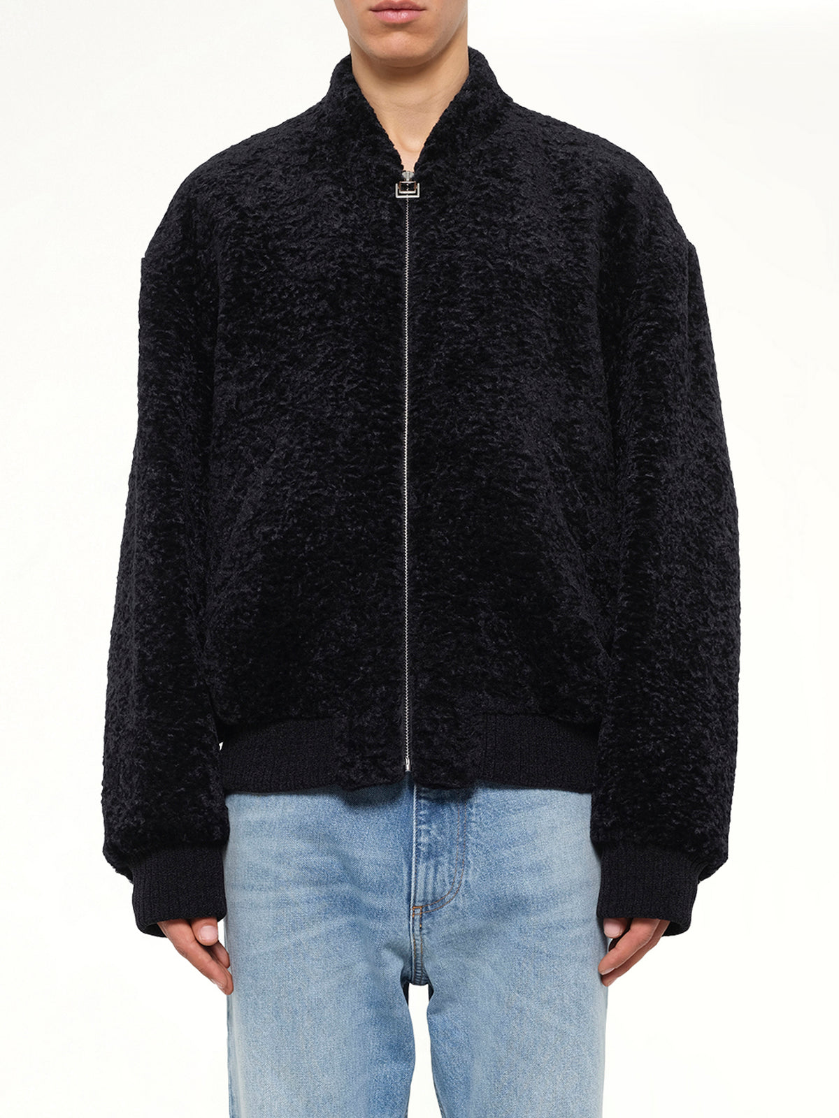 Velvet Bomber Jacket in Navy