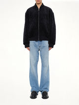 Velvet Bomber Jacket in Navy