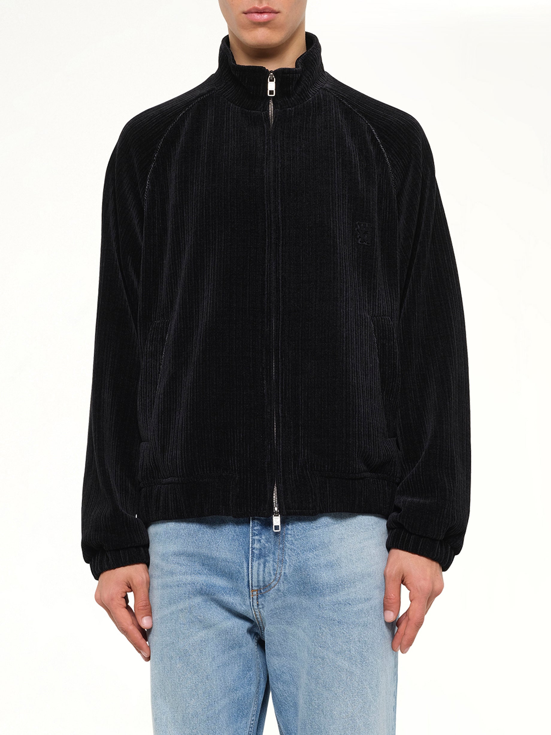 Velvet Track Top in Black